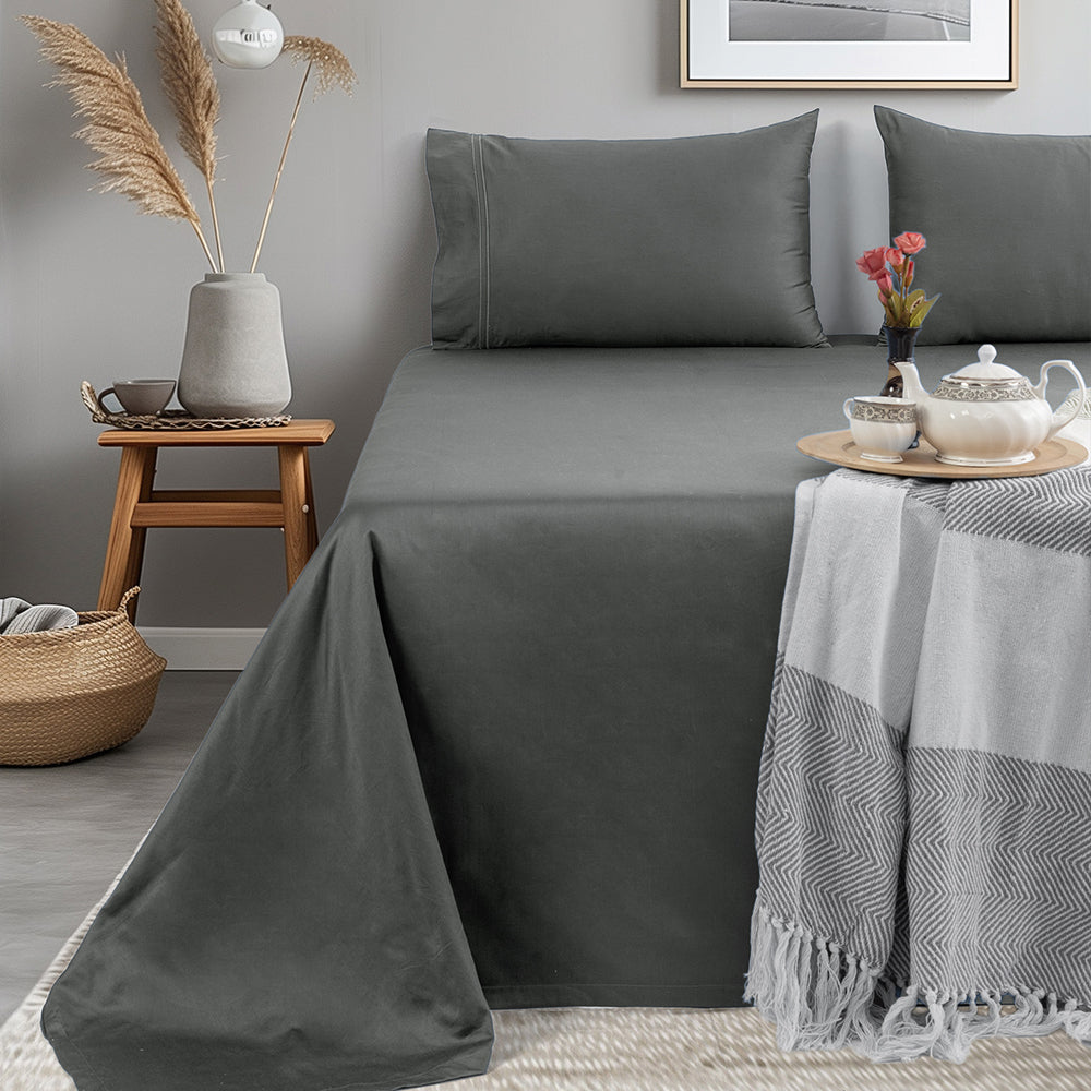 Empress Edit Pure Farm Cotton - 400 TC Plain with Chic Pillow embroidery