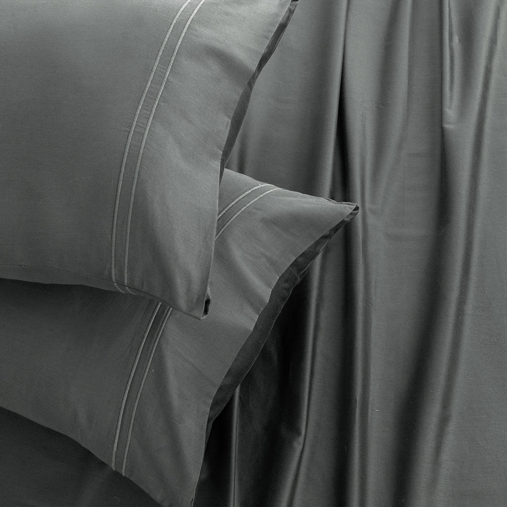 Empress Edit Pure Farm Cotton - 400 TC Plain with Chic Pillow embroidery