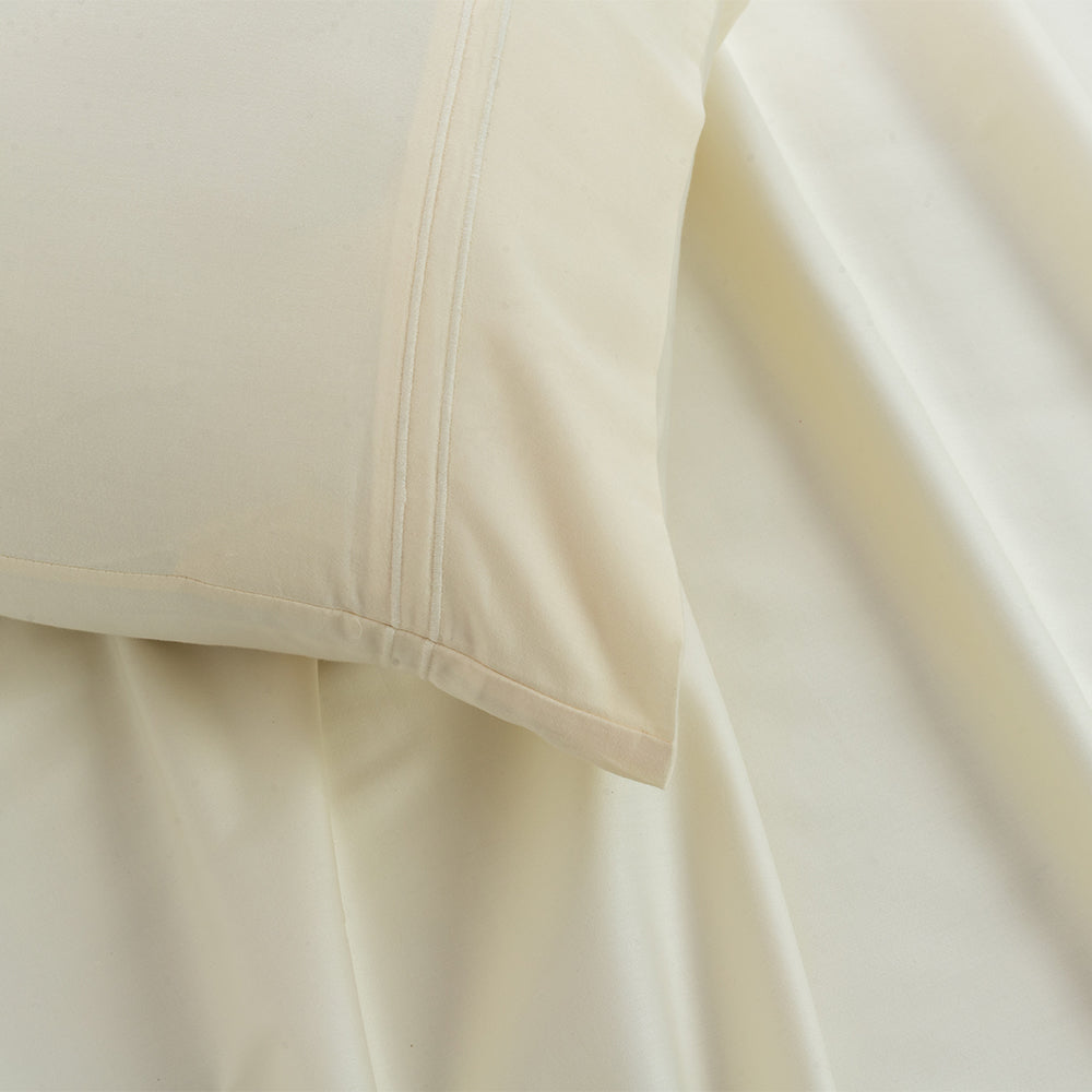 Empress Edit Pure Farm Cotton - 400 TC Plain with Chic Pillow embroidery