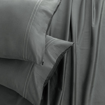 Empress Edit Pure Farm Cotton - 400 TC Plain with Chic Pillow embroidery