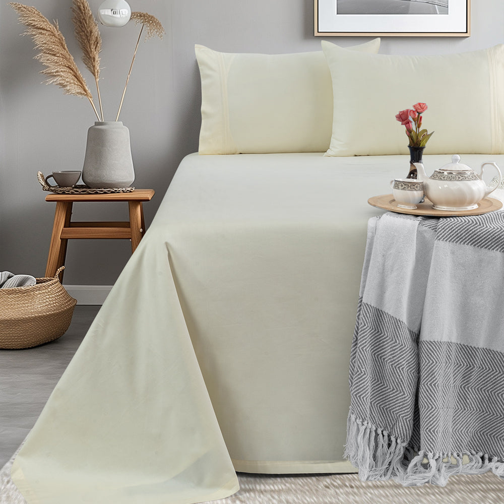 Empress Edit Pure Farm Cotton - 400 TC Plain with Chic Pillow embroidery