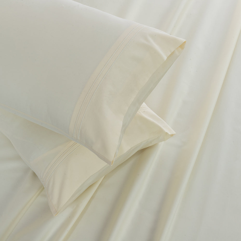Empress Edit Pure Farm Cotton - 400 TC Plain with Chic Pillow embroidery